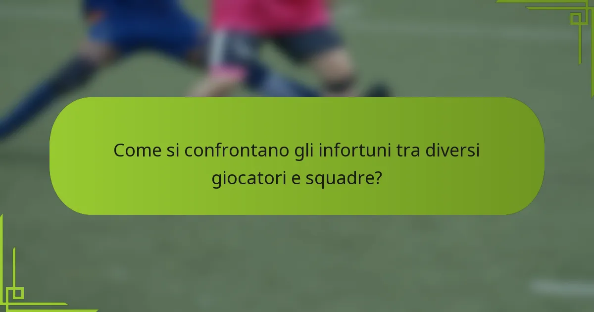 Come si confrontano gli infortuni tra diversi giocatori e squadre?