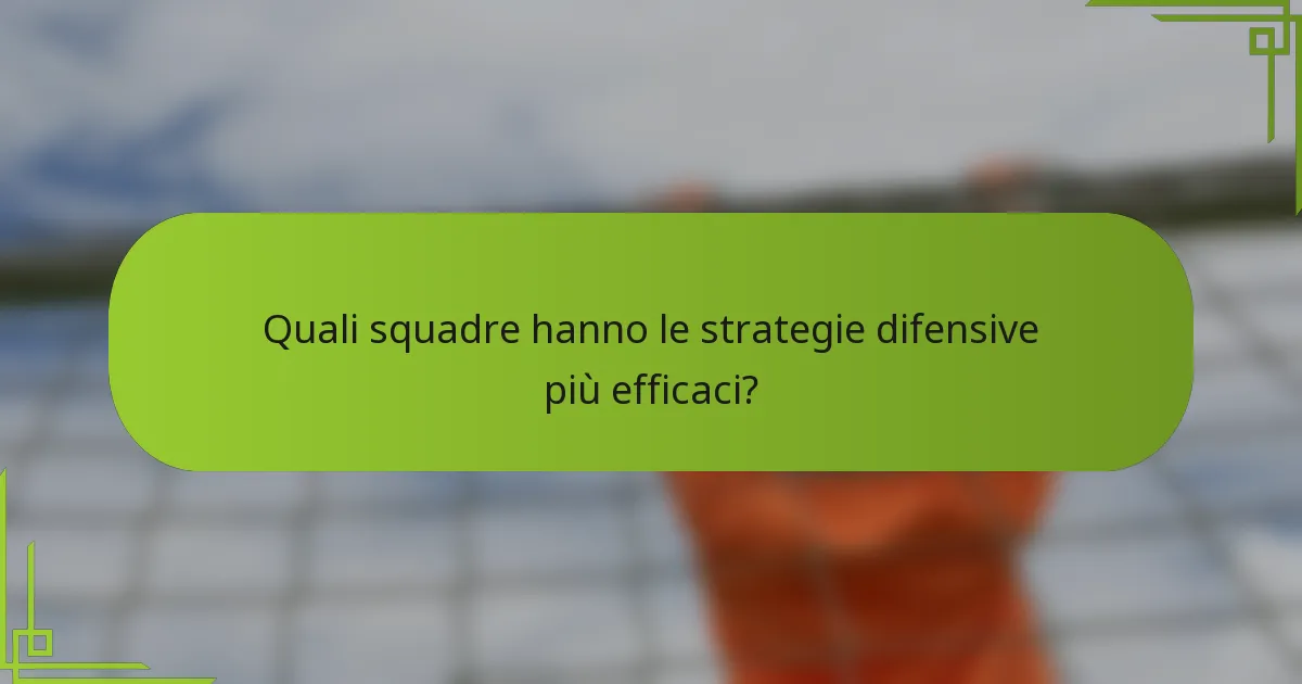 Quali squadre hanno le strategie difensive più efficaci?